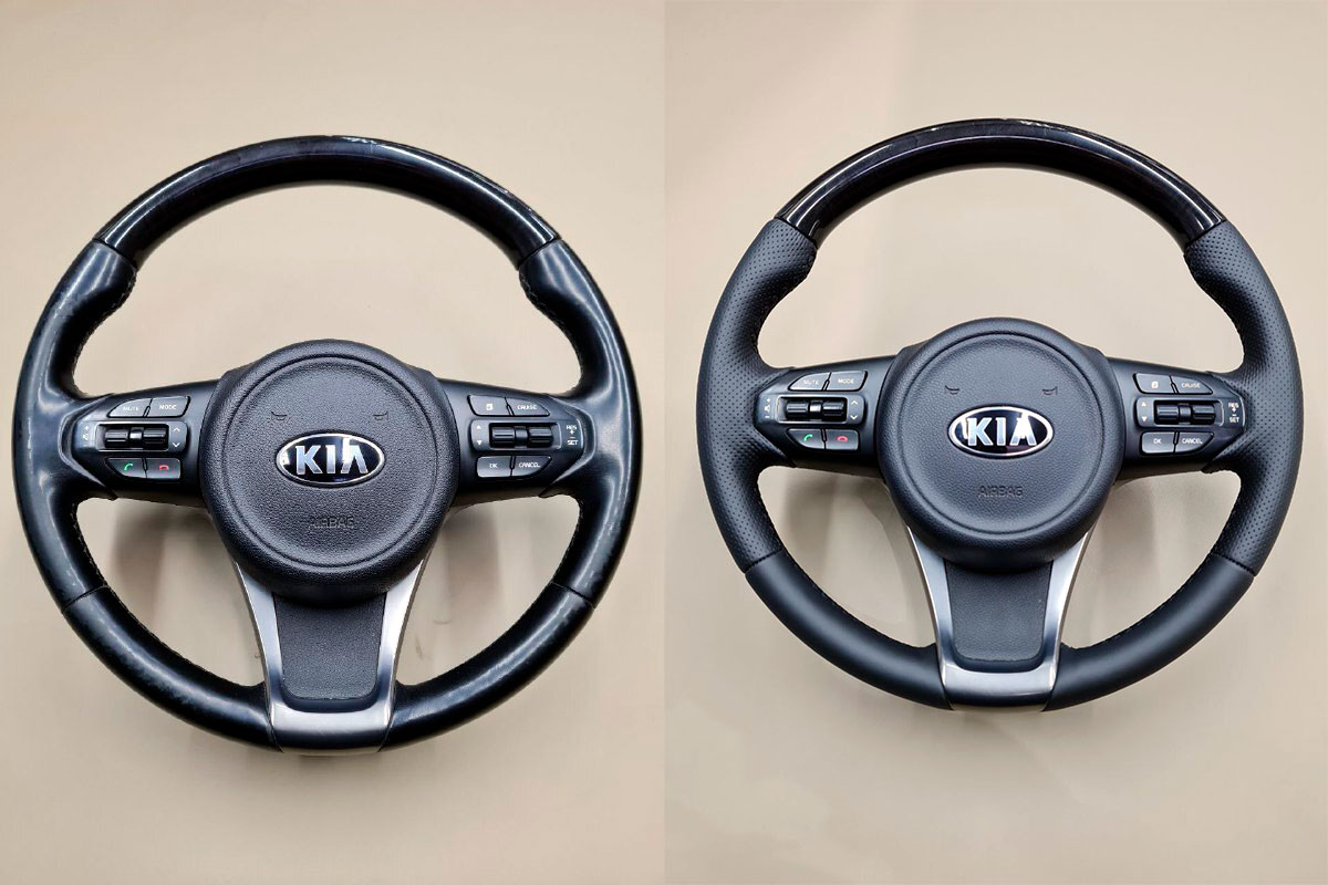 Перетяжка руля Kia Sorento в натуральную кожу фото и цены в Ростове-на-Дону