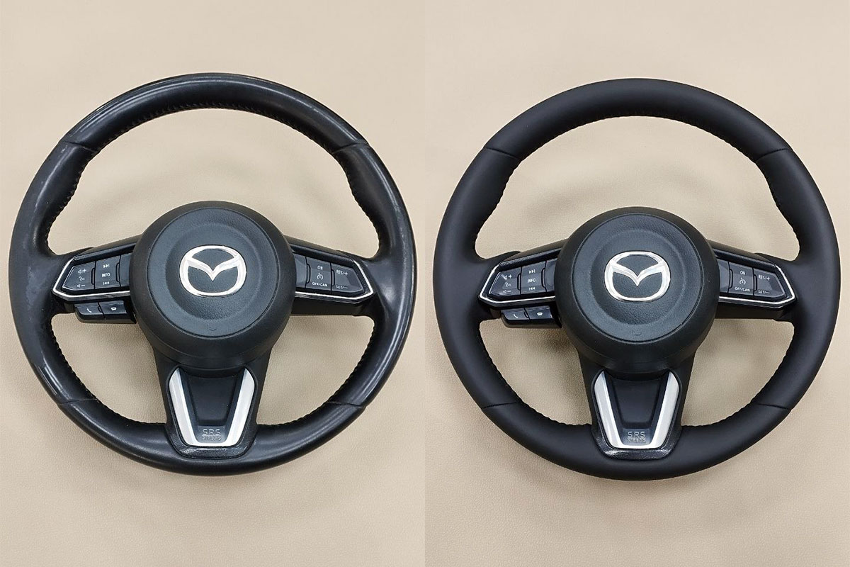 Перетяжка руля Mazda CX-5 в натуральную кожу фото и цены в Ростове-на-Дону