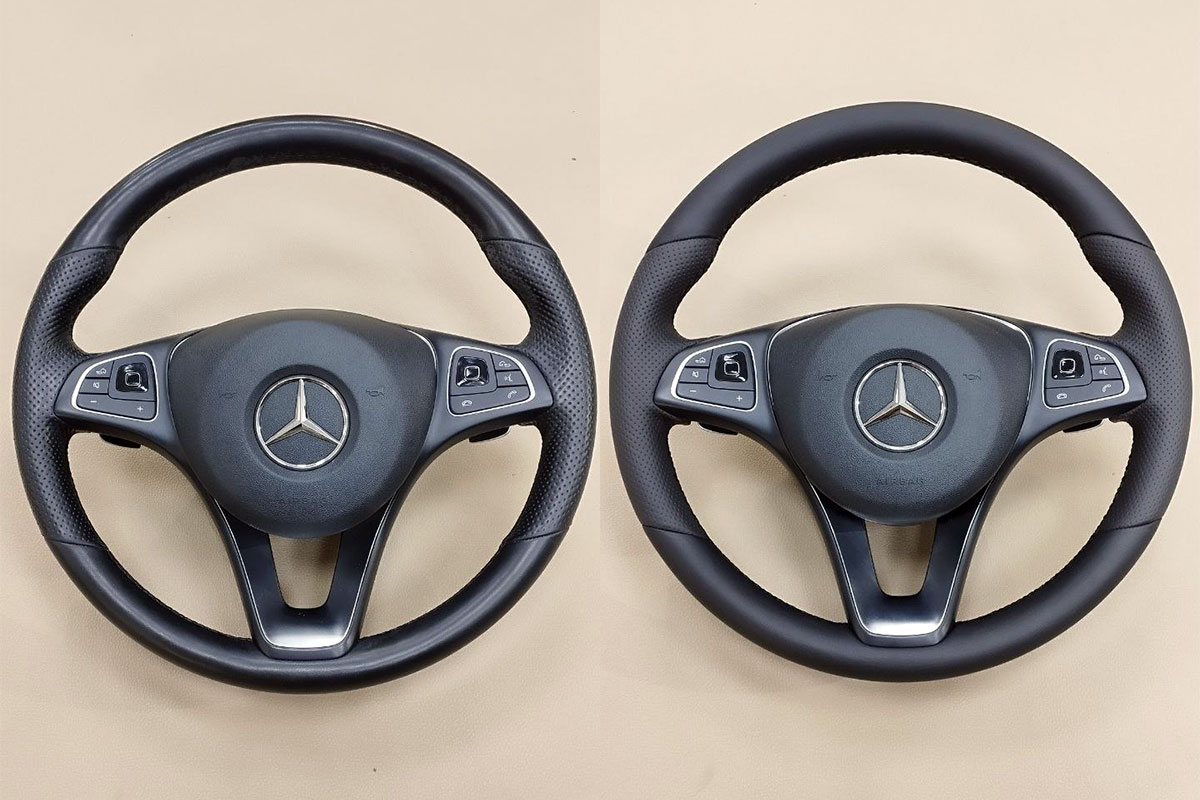 Перетяжка руля Mercedes E-class в натуральную кожу фото и цены в Ростове-на-Дону