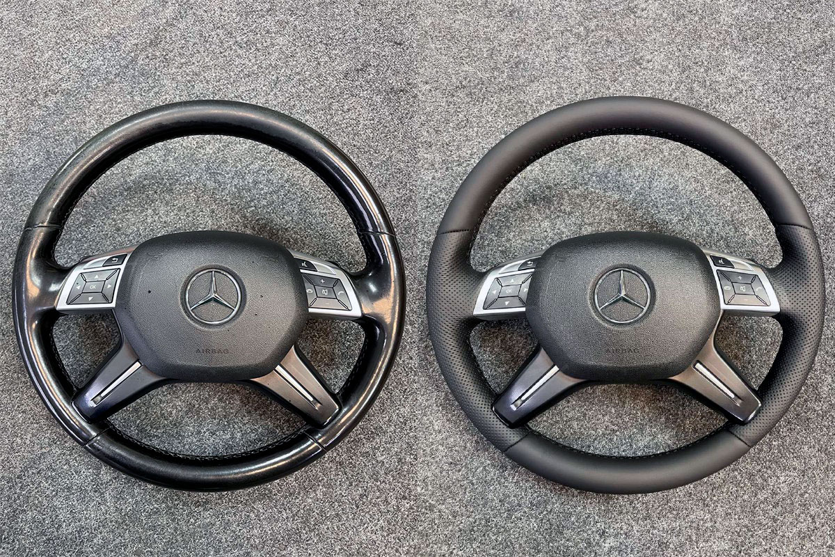 Перетяжка руля Mercedes ML в натуральную кожу фото и цены в Ростове-на-Дону