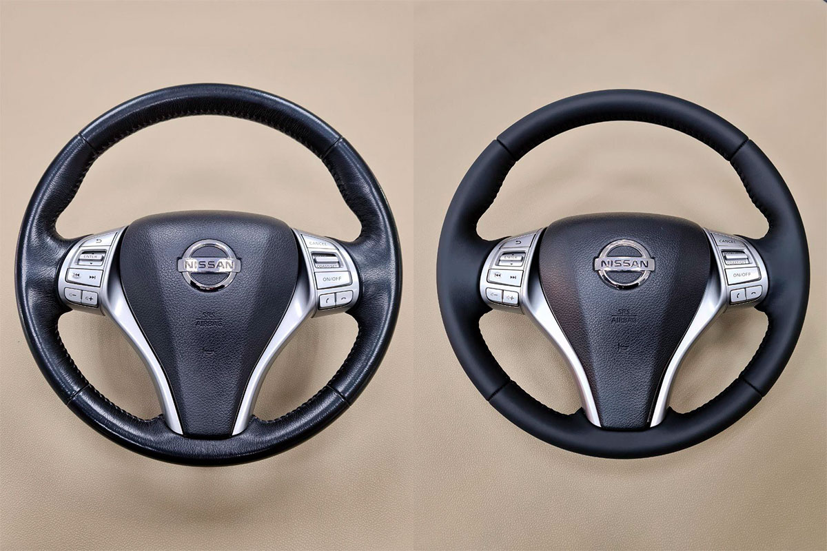 Перетяжка руля Nissan X-Trail в натуральную кожу фото и цены в Ростове-на-Дону