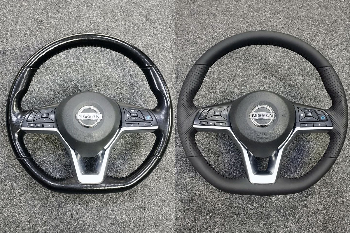 Перетяжка руля Nissan X-Trail в натуральную кожу фото и цены в Ростове-на-Дону