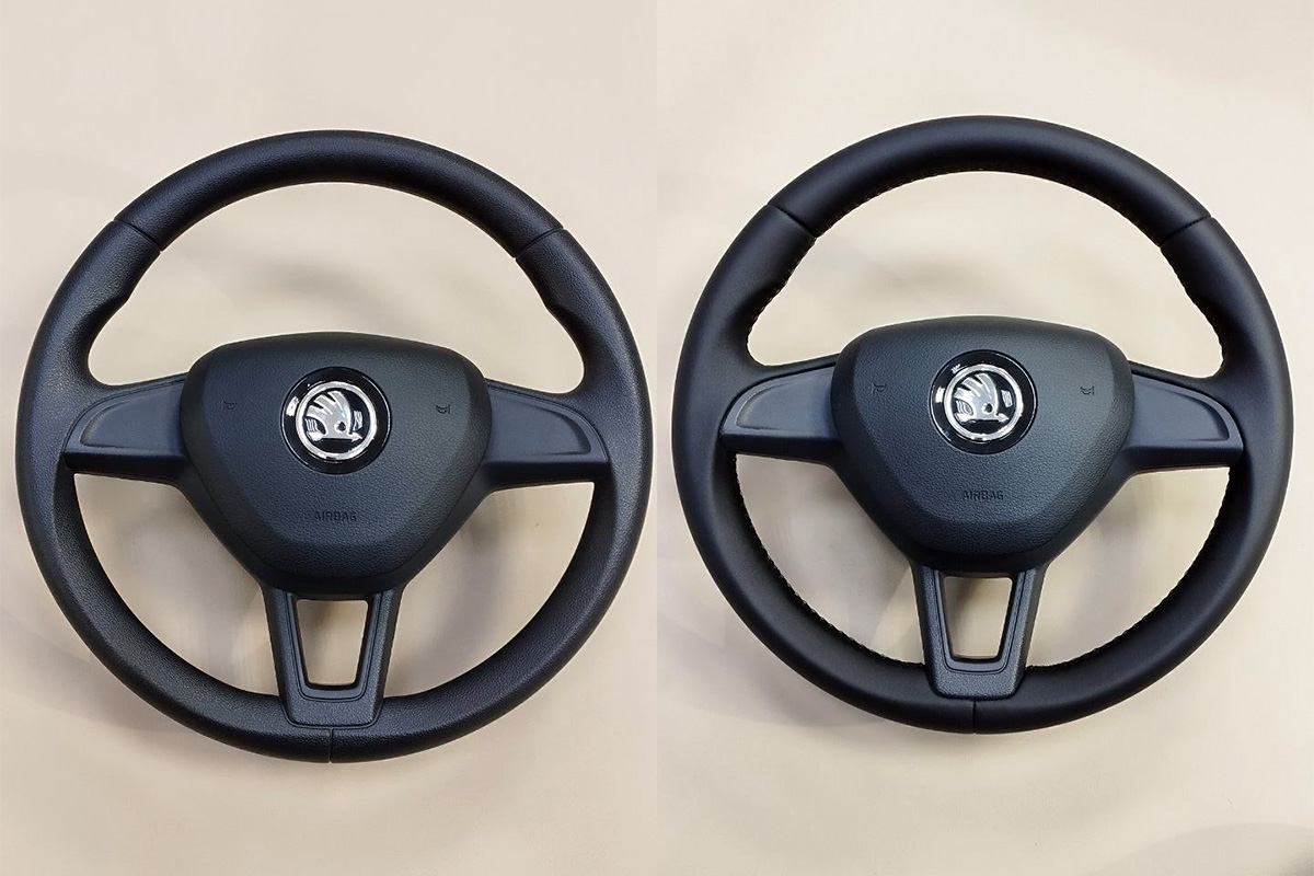 Перетяжка руля Skoda Octavia A7 в натуральную кожу фото и цены в Ростове-на-Дону