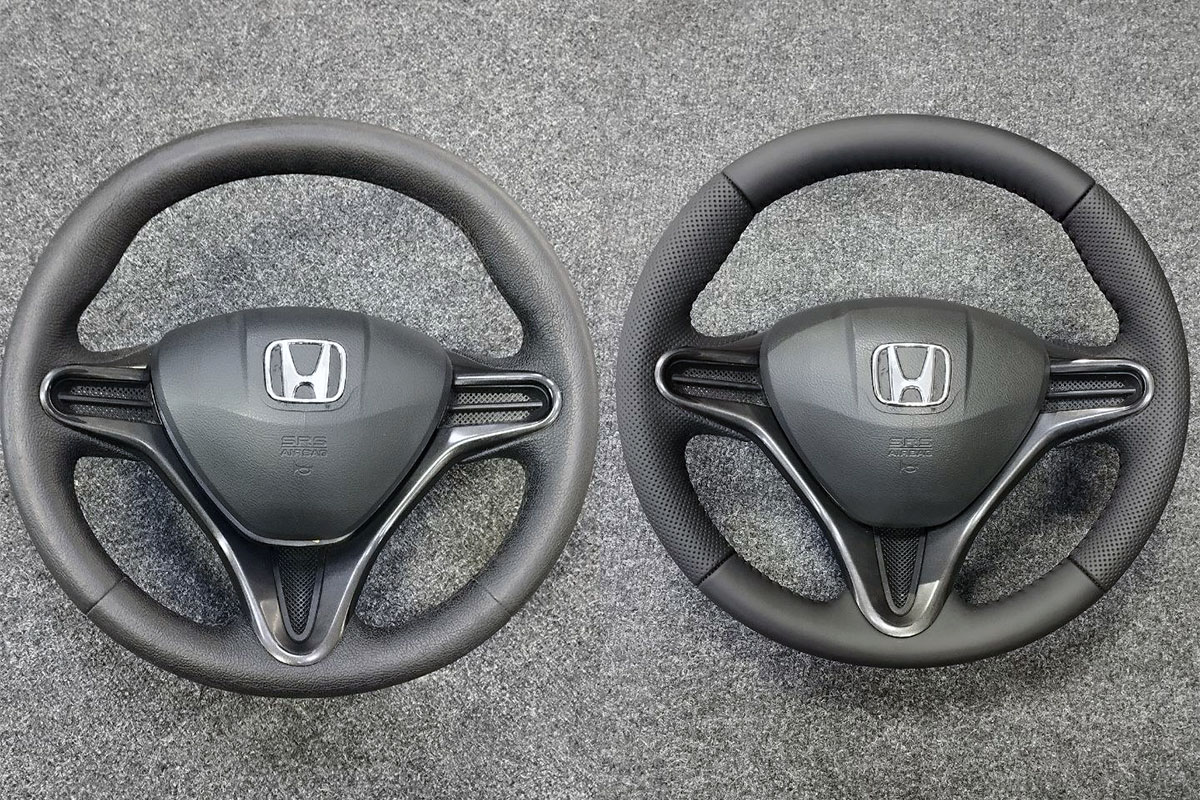 Перетяжка руля Honda Civic в натуральную кожу фото и цены