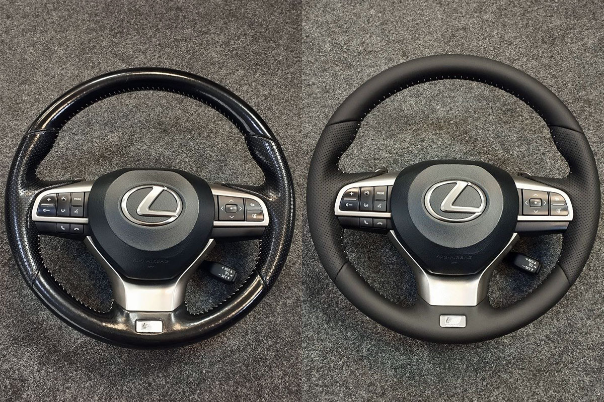 Перетяжка руля Lexus RX и ручки КПП в натуральную кожу цены и фото
