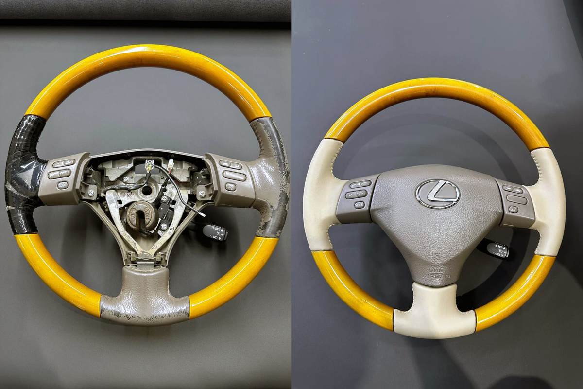 Перетяжка руля Lexus RX в экокожу фото и цены