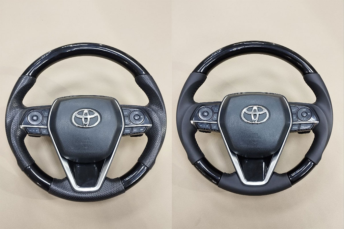 Перетяжка руля Toyota Camry V70 в натуральную кожу фото и цены