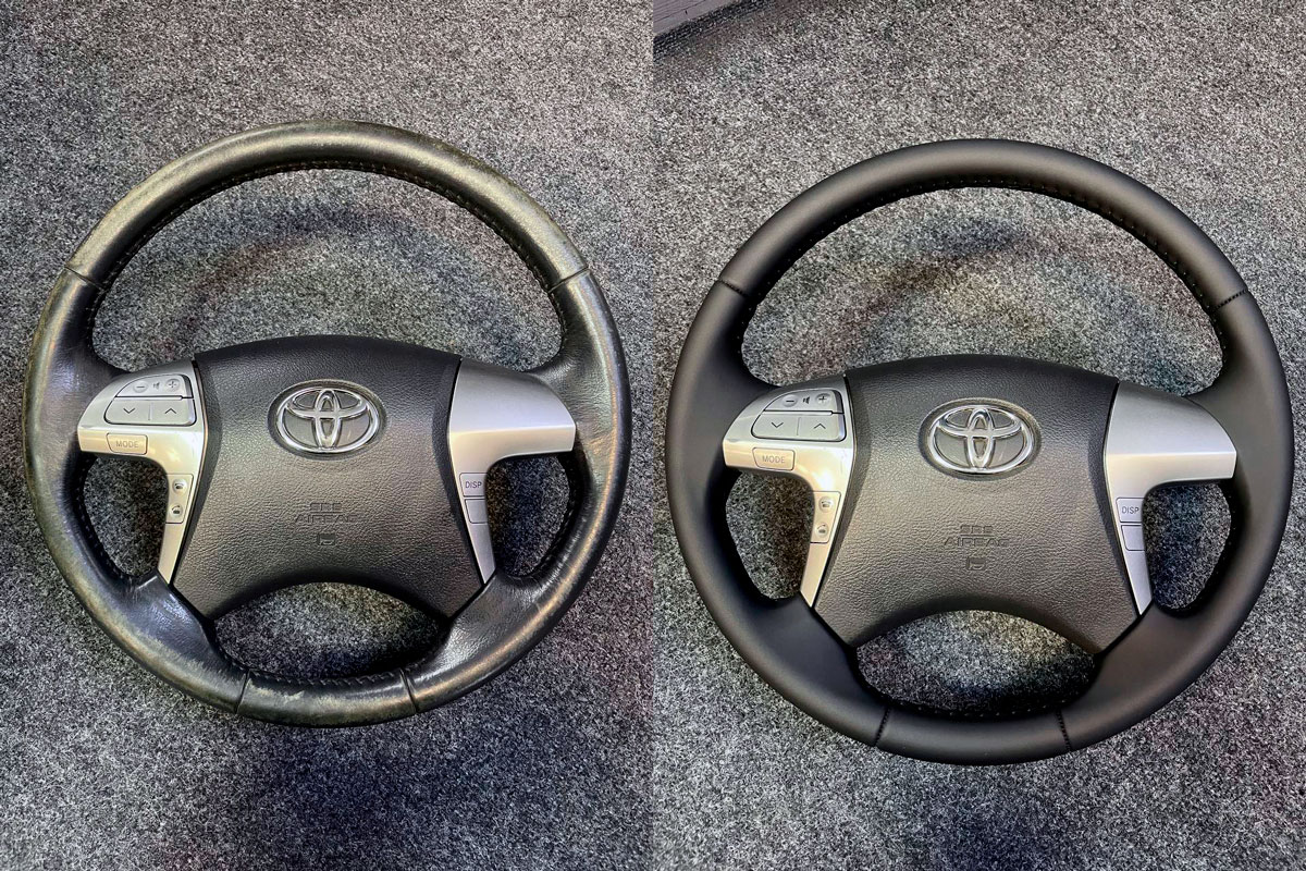 Перетяжка руля Toyota Hilux в натуральную кожу фото и цены в Ростове-на-Дону