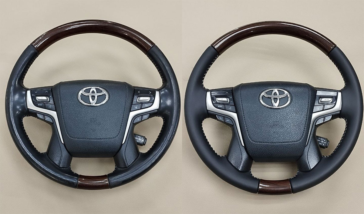 Перетяжка руля Toyota Land Cruiser 200 в натуральную кожу фото и цены