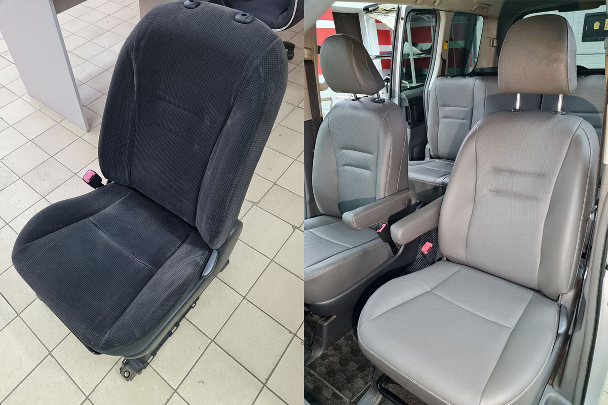 Перетяжка сидений Toyota Noah в экокожу фото и цена